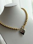 COLLAR BOLITAS Y DIJE CORAZON