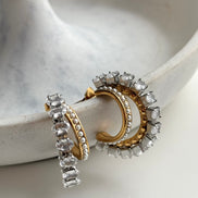 ARETE DOBLE CON CRISTAL Y PERLA