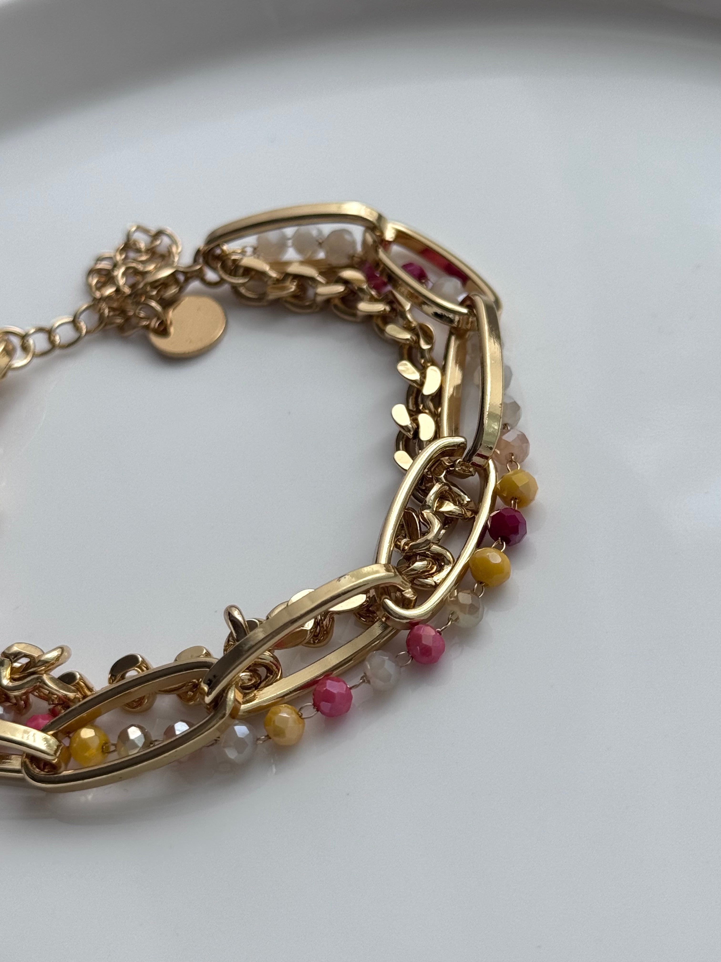 PULSERA CADENAS Y CRISTALES