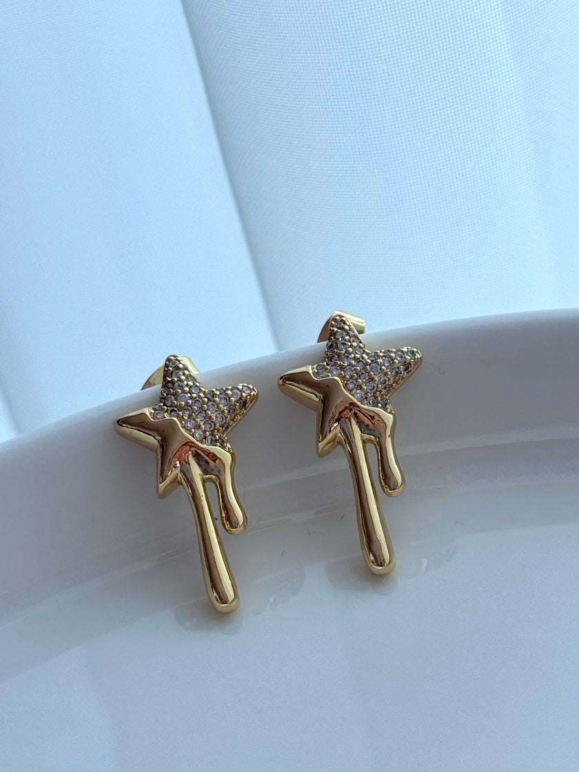 ARETE ESTRELLA GOTA CRISTAL BLACO