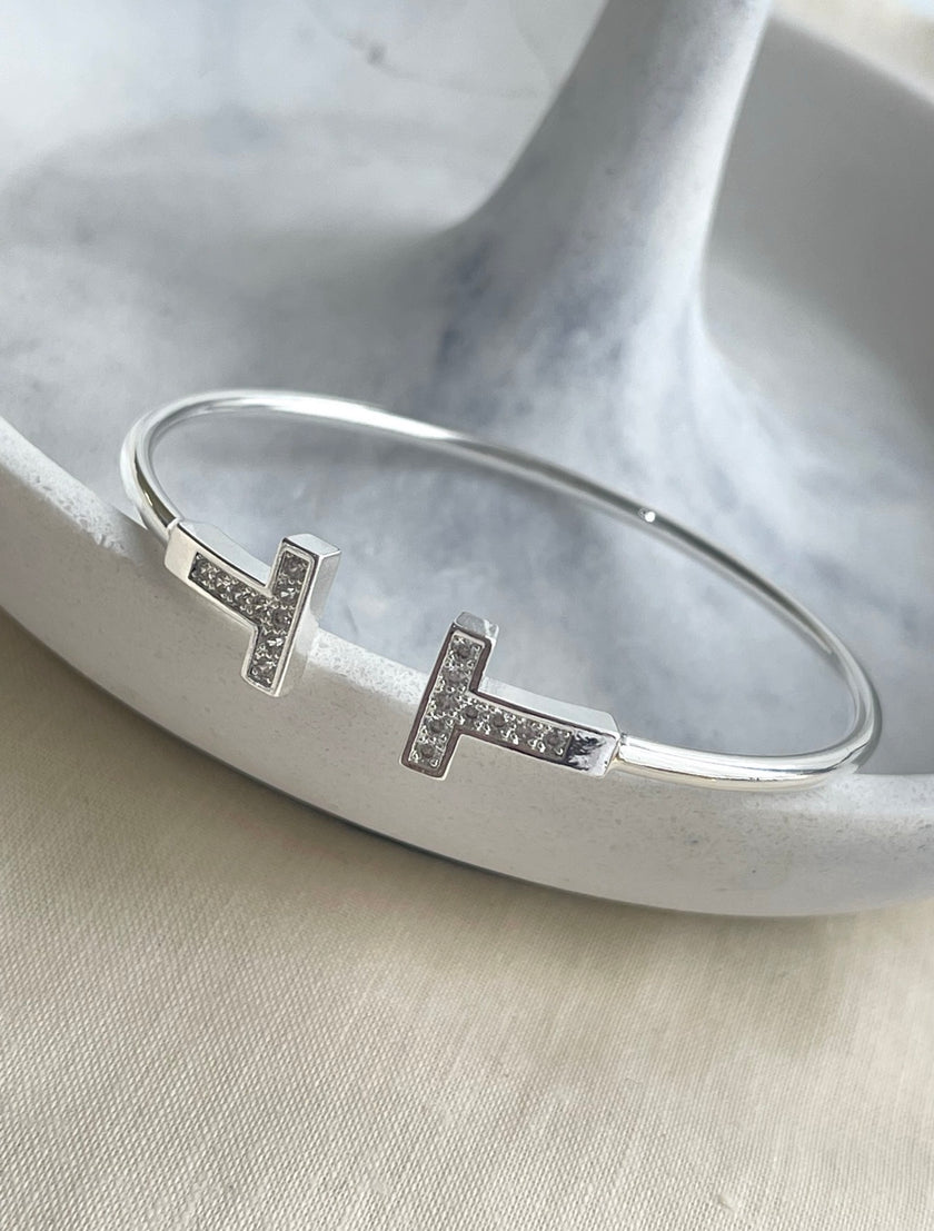 PULSERA DOBLE T ABIERTA