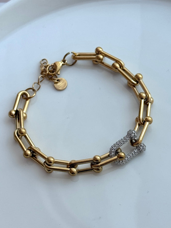 PULSERA ESLABÓN CON CRISTAL