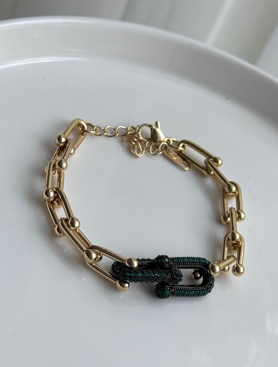 PULSERA ESLABÓN CRISTAL VERDE