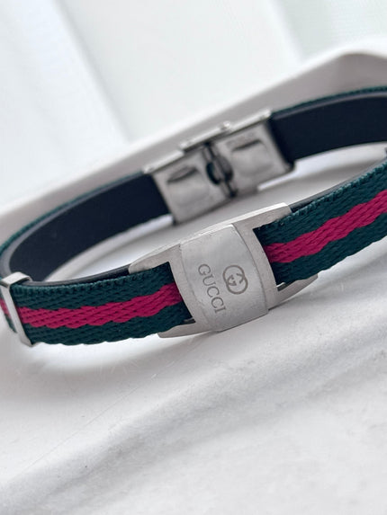 PULSERA TELA GG A LATEADA