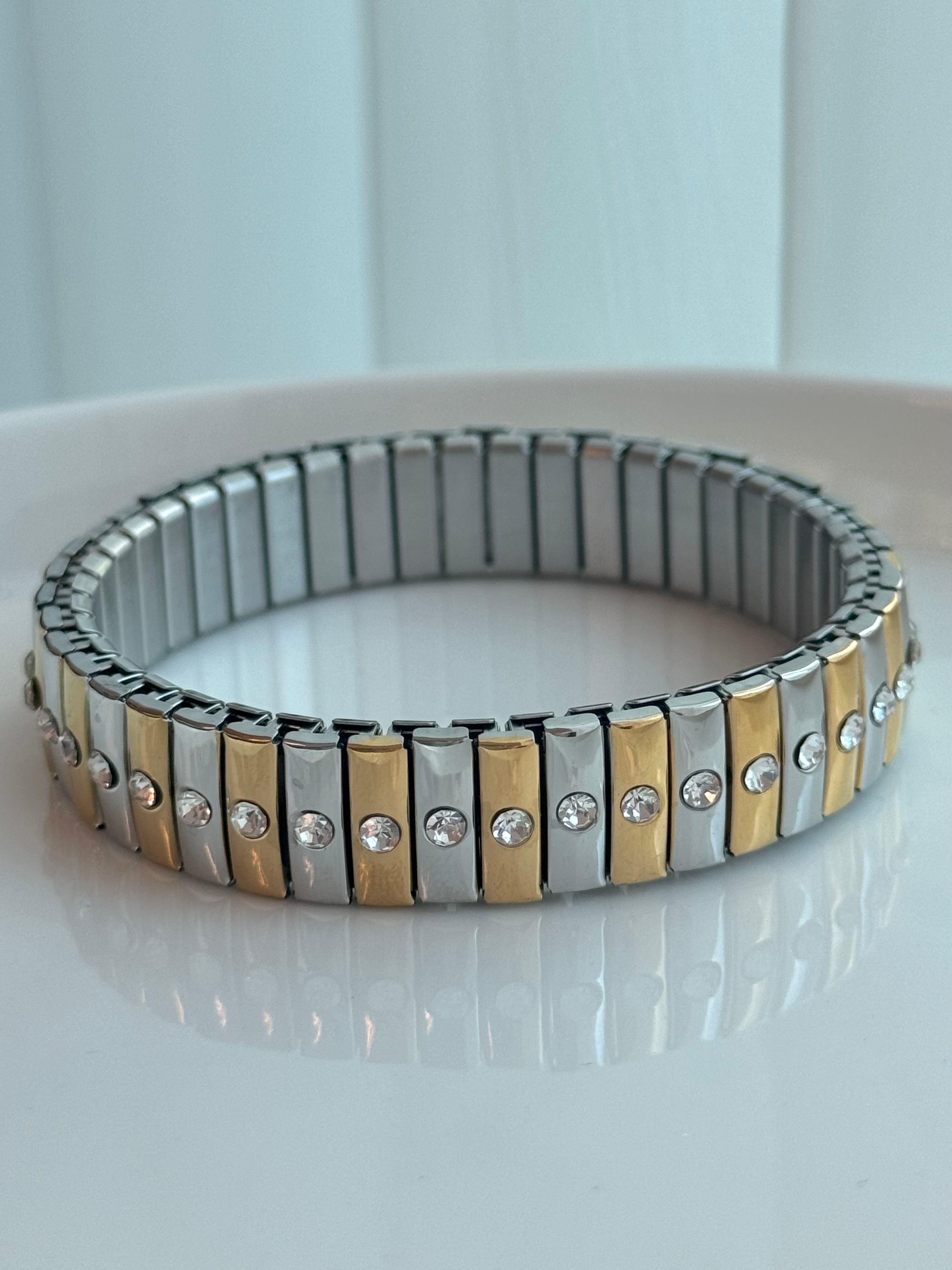 BRAZALETE STRIPES BICOLOR CON ZIRCONIA