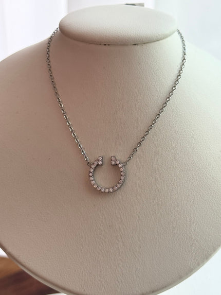 COLLAR T CON CRISTALES PLATEADO