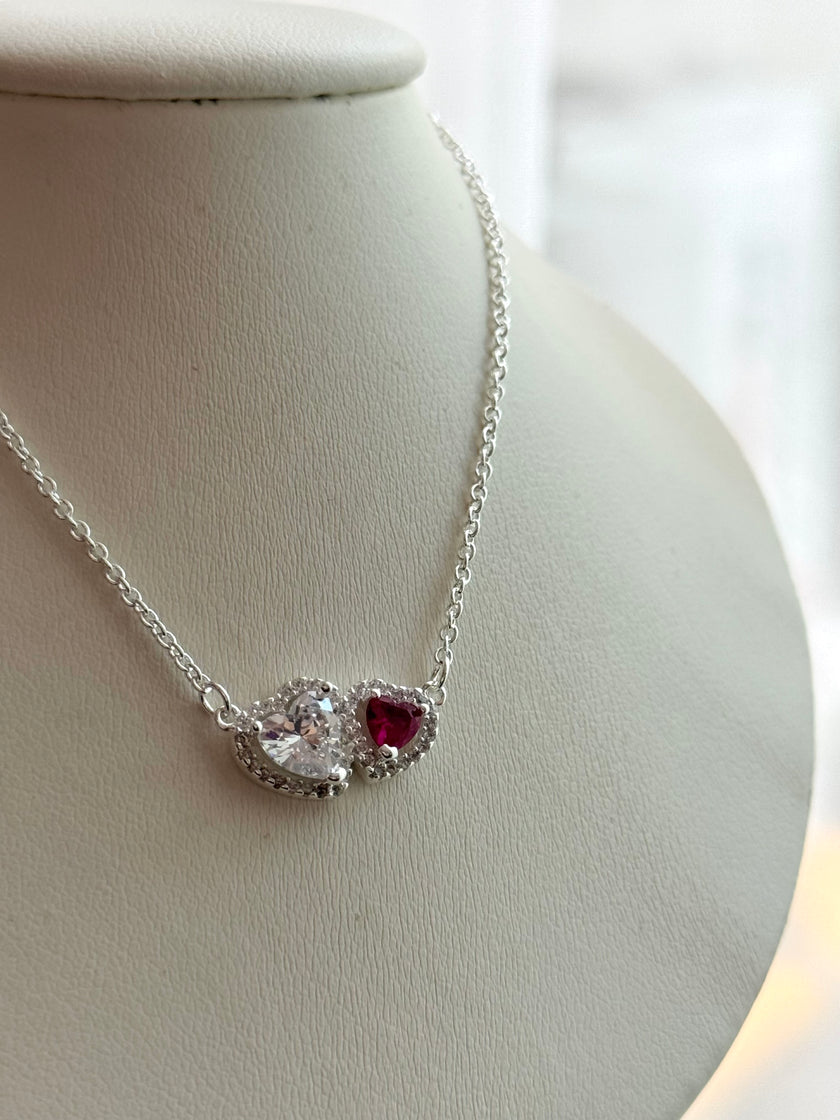 COLLAR DOBLE CORAZON ROJO