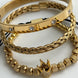 TRÍO PULSERAS DORADAS CON CORONA