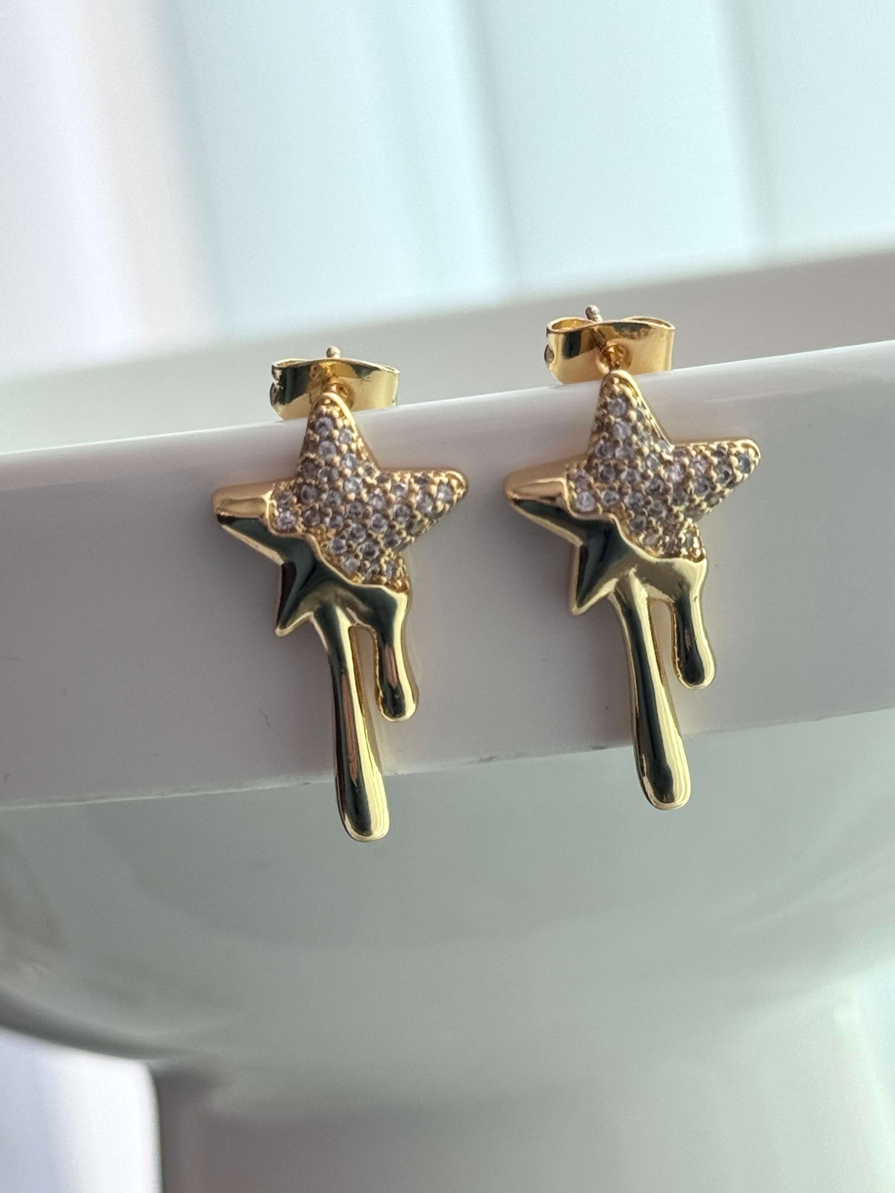 ARETE ESTRELLA GOTA CRISTAL BLACO