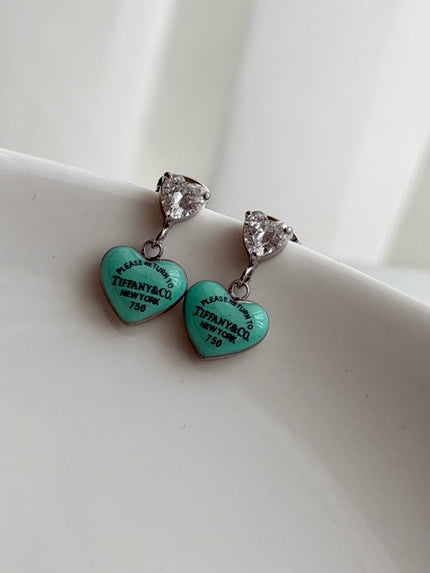 ARETE COLGANTE CORAZON AZUL