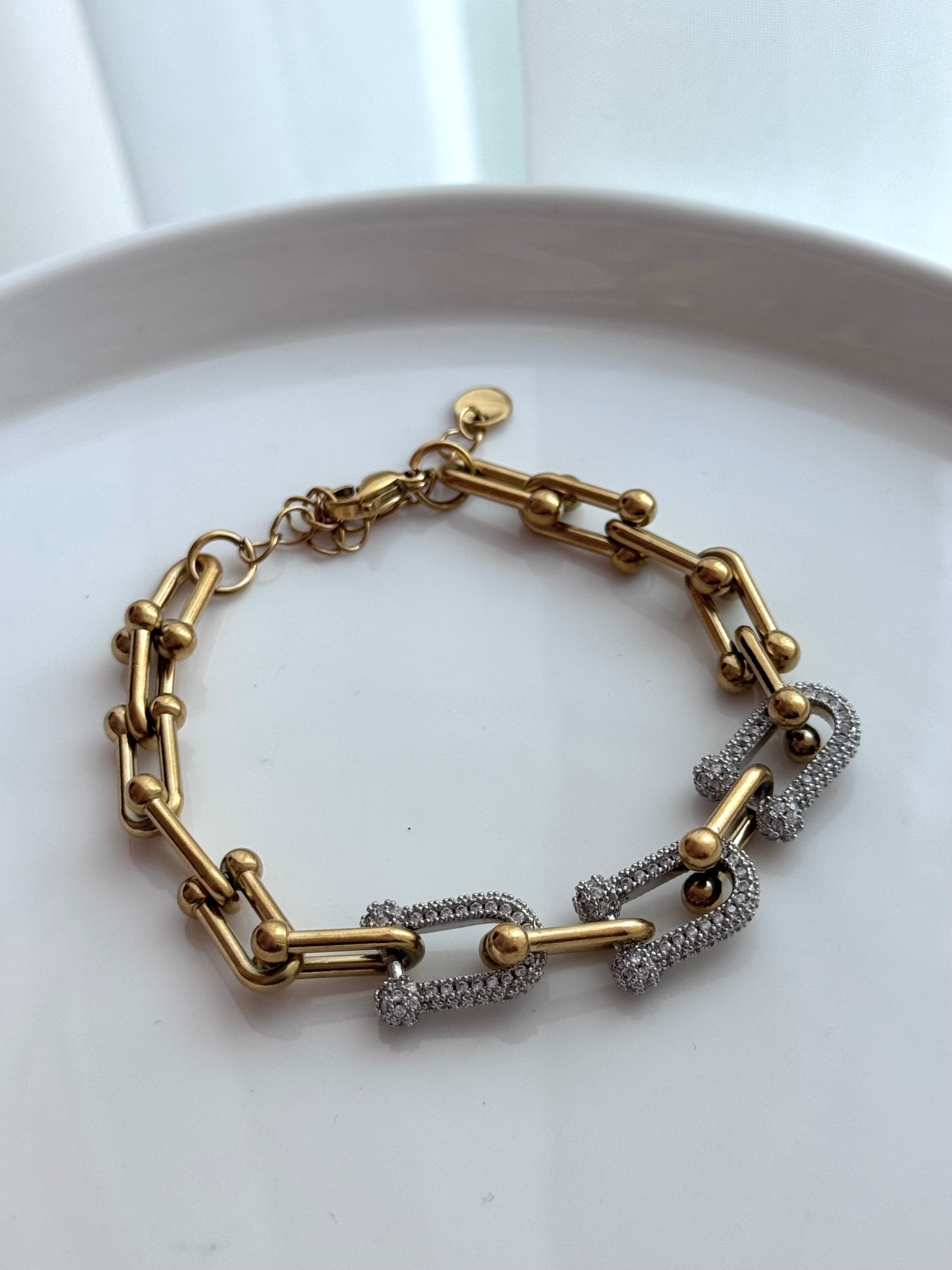 PULSERA TRIPLE ESLABÓN CON CRISTAL