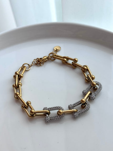 PULSERA TRIPLE ESLABÓN CON CRISTAL
