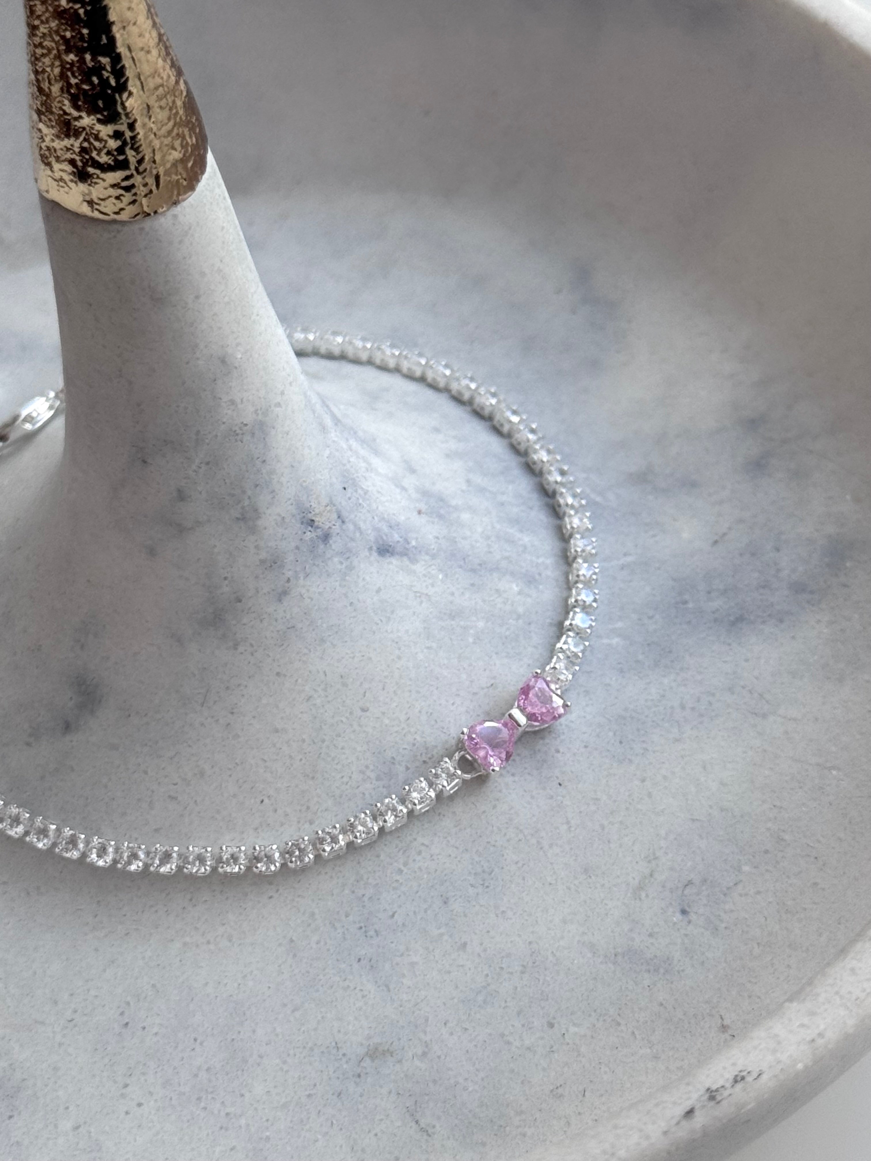 PULSERA CRISTAL MOÑO ROSA