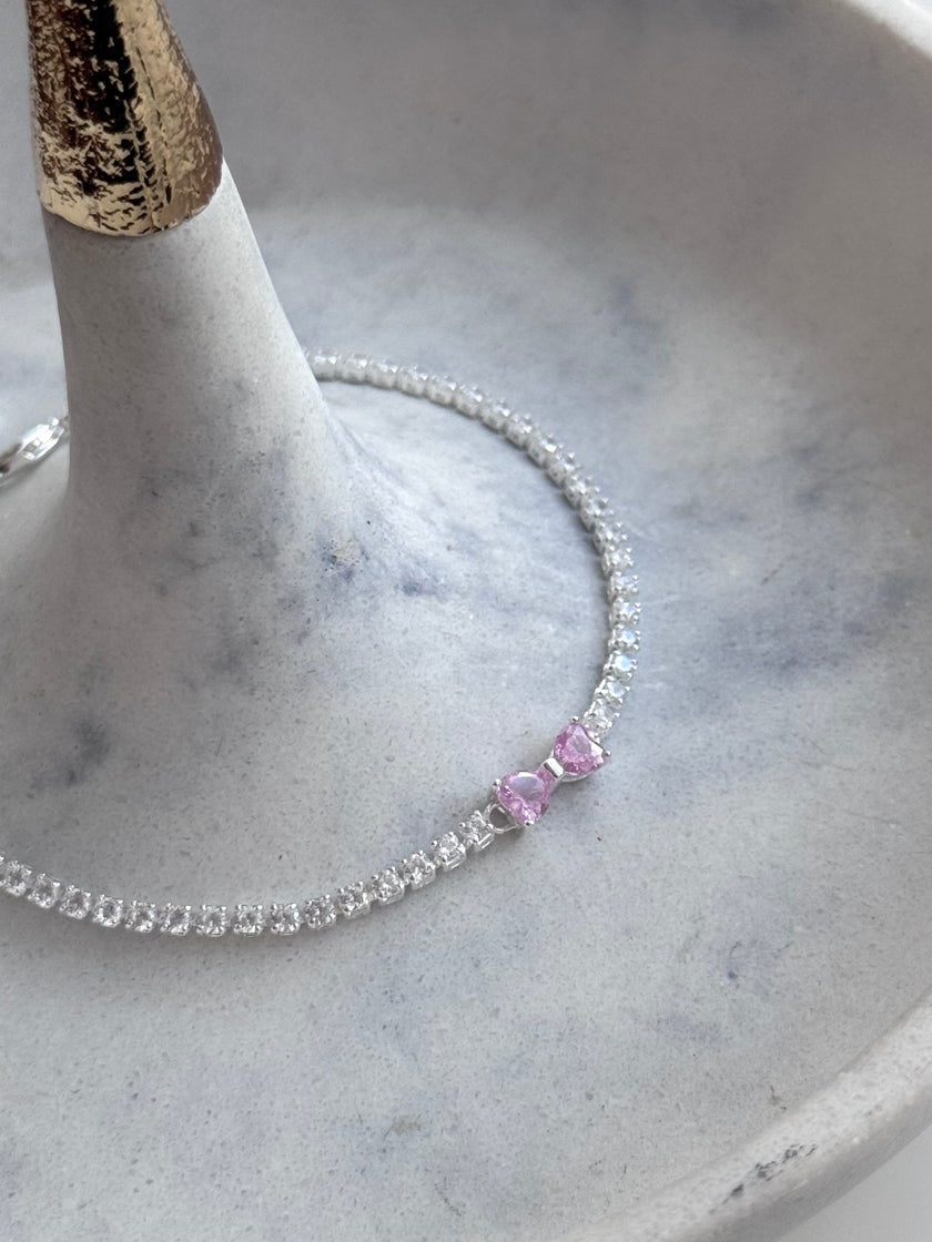 PULSERA CRISTAL MOÑO ROSA