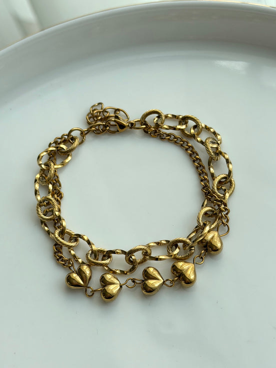 PULSERA DOBLE CORAZONES