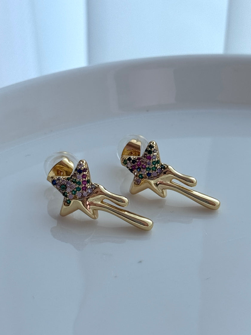 ARETE ESTRELLA GOTA CRISTALES DE COLORES