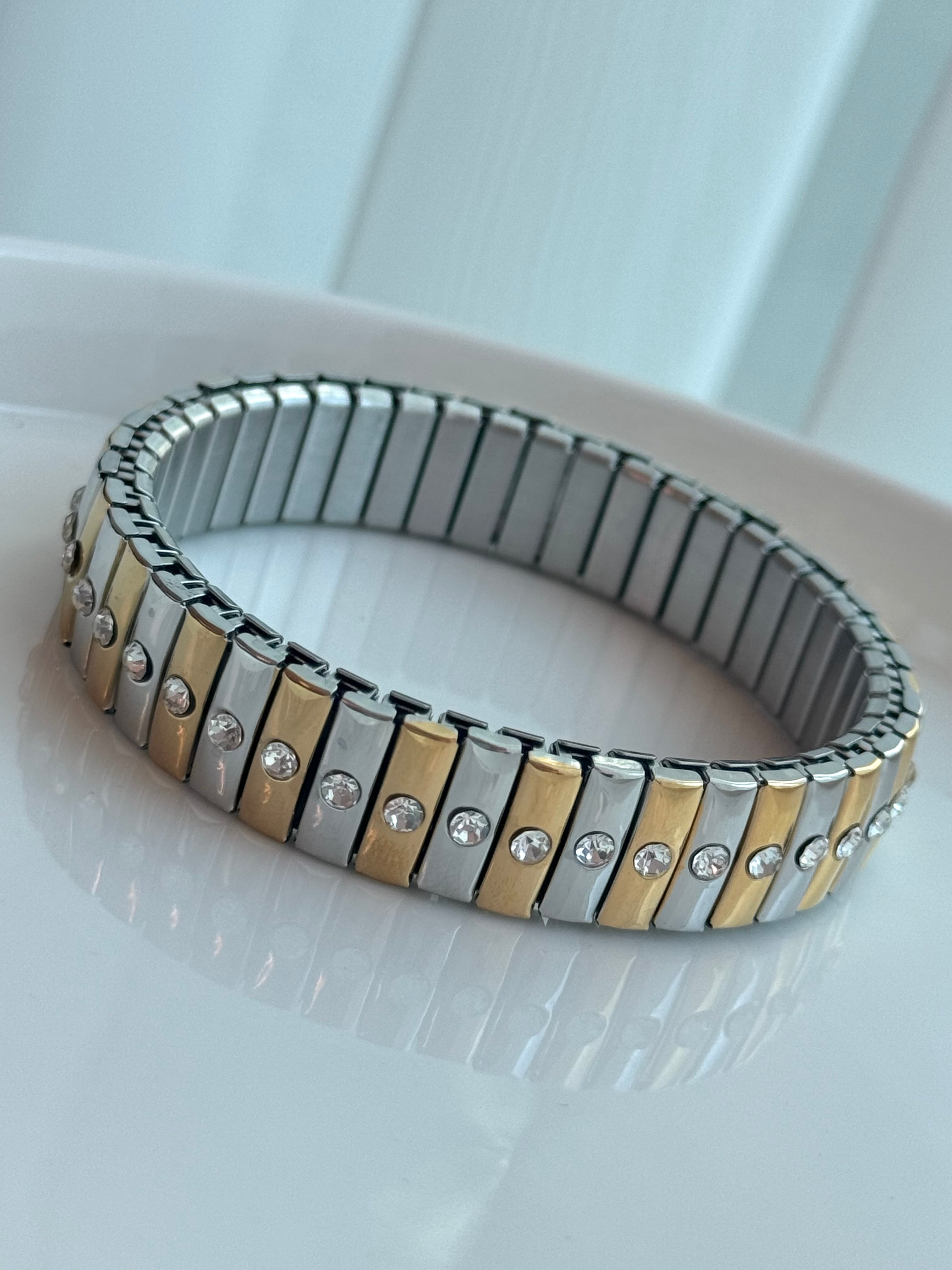 BRAZALETE STRIPES BICOLOR CON ZIRCONIA