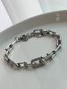 PULSERA ESLABONES CON CRISTAL PLATEADO