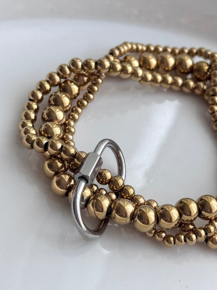 PULSERA BOLITAS HEBILLA PLATEADO