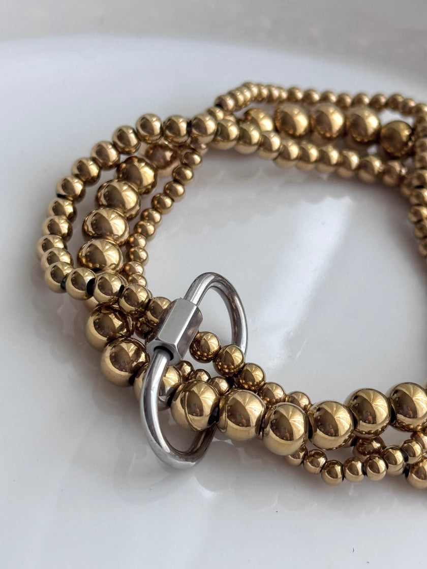 PULSERA BOLITAS HEBILLA PLATEADO