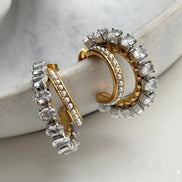 ARETE DOBLE CON CRISTAL Y PERLA