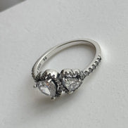 ANILLO DOBLE CORAZON BLANCO