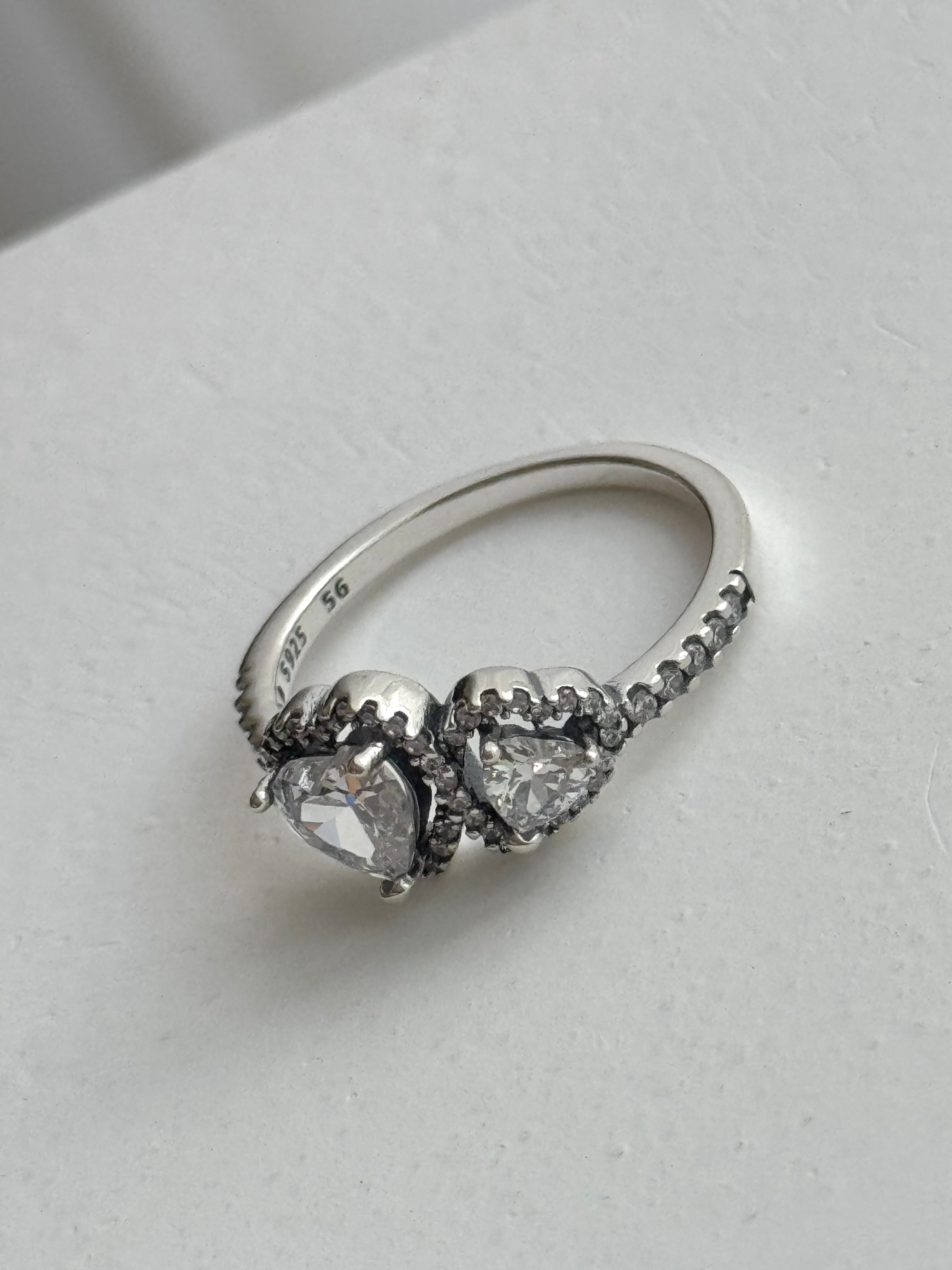 ANILLO DOBLE CORAZON BLANCO