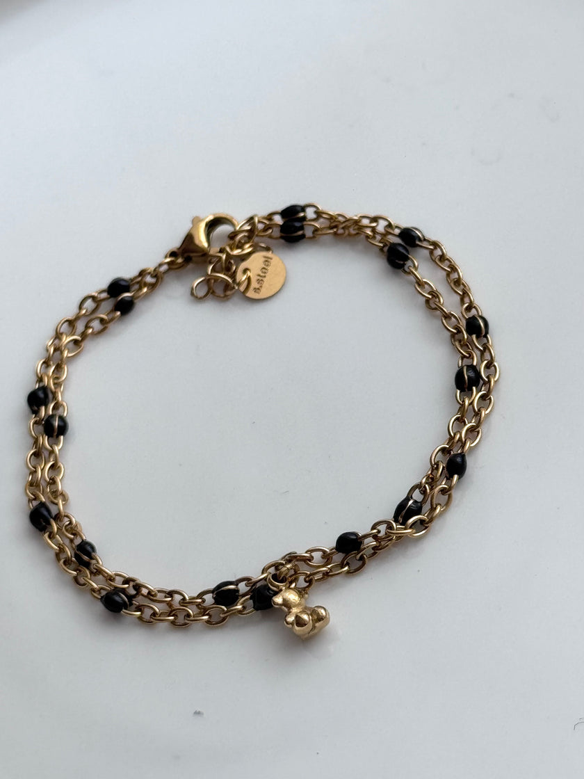 PULSERA DOBLE CADENA NEGRA