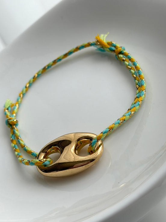 PULSERA ESLABÓN HILO VERDE
