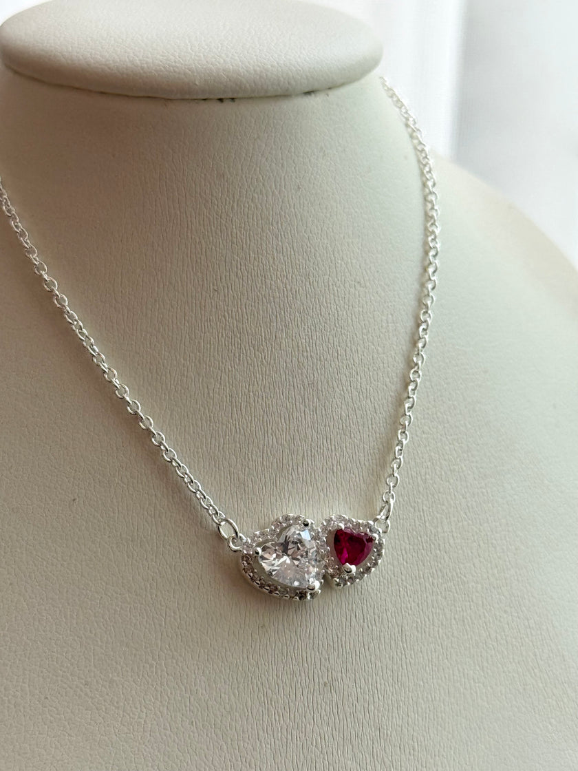 COLLAR DOBLE CORAZON ROJO