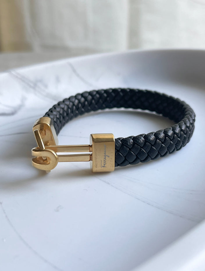 PULSERA TRENZADA GANCHO DIRADO