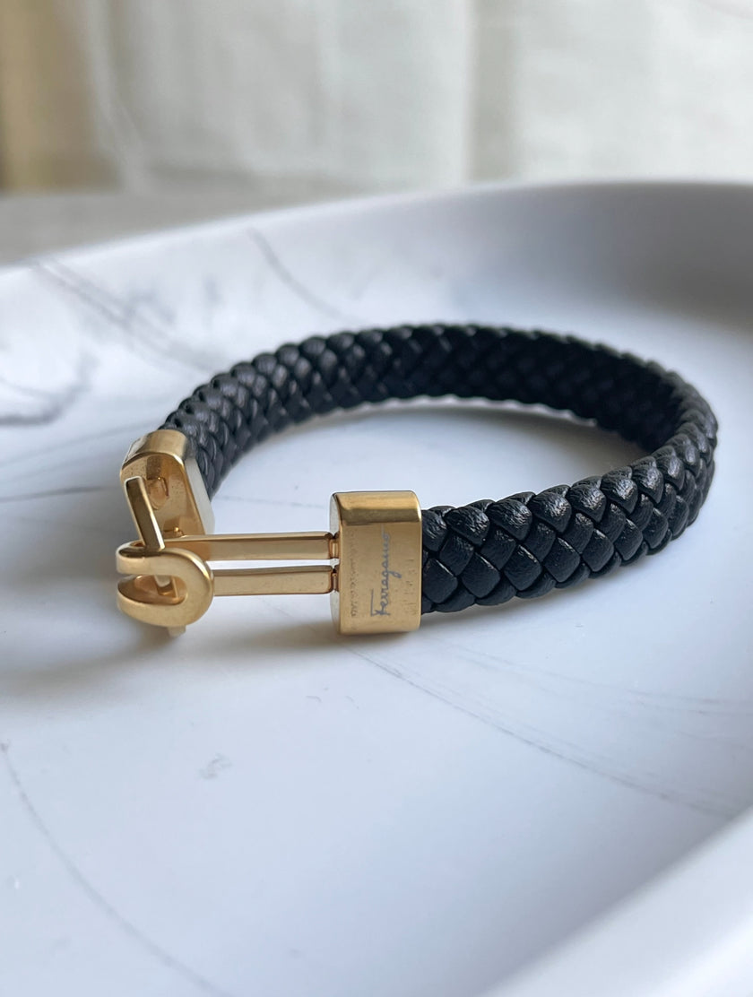 PULSERA TRENZADA GANCHO DIRADO