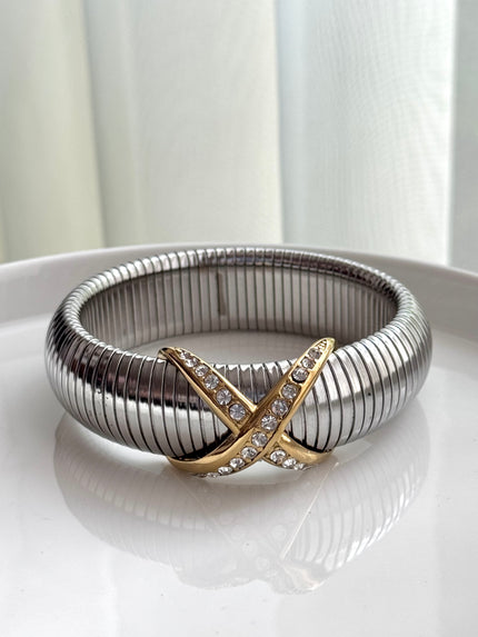 PULSERA GRUESA CRUZ CRISTALES