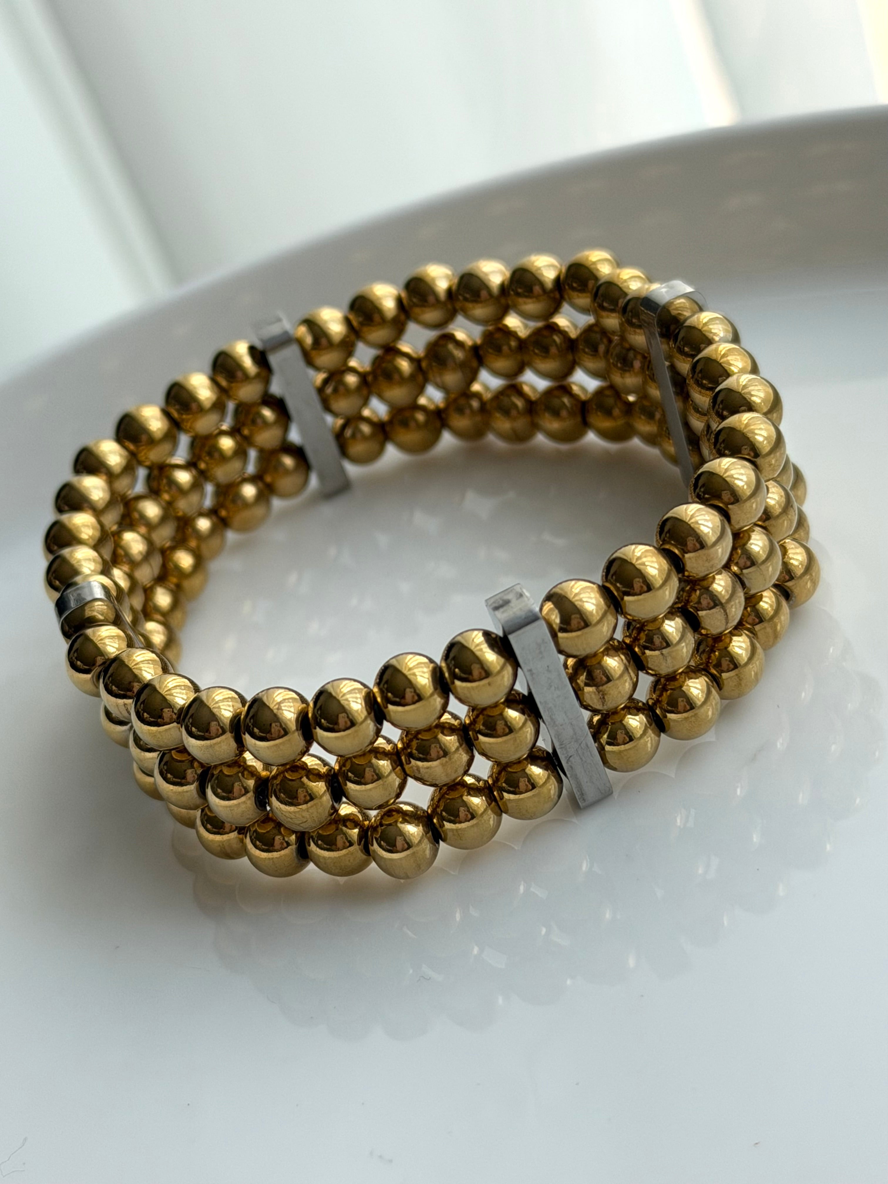 PULSERA TRIPLE BOLITAS