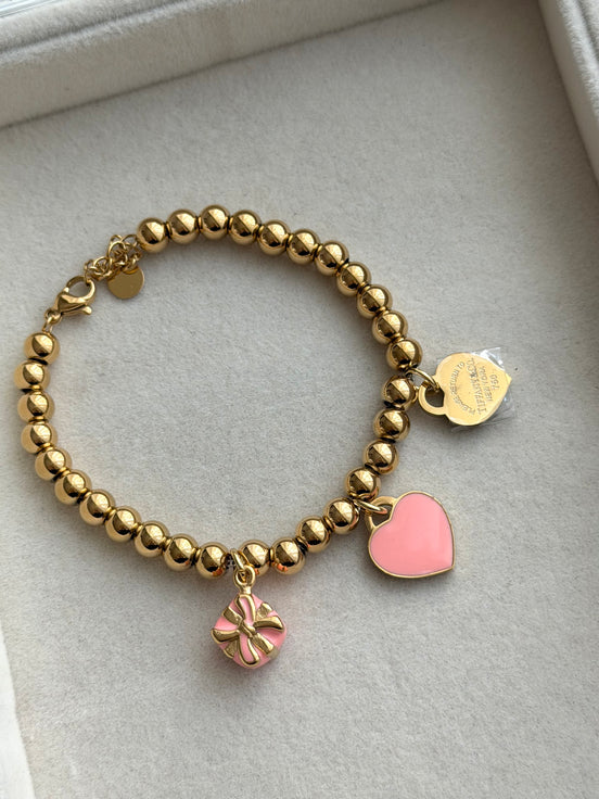 PULSERA BOLITAS Y DIJES