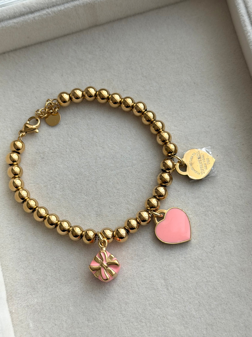 PULSERA BOLITAS Y DIJES