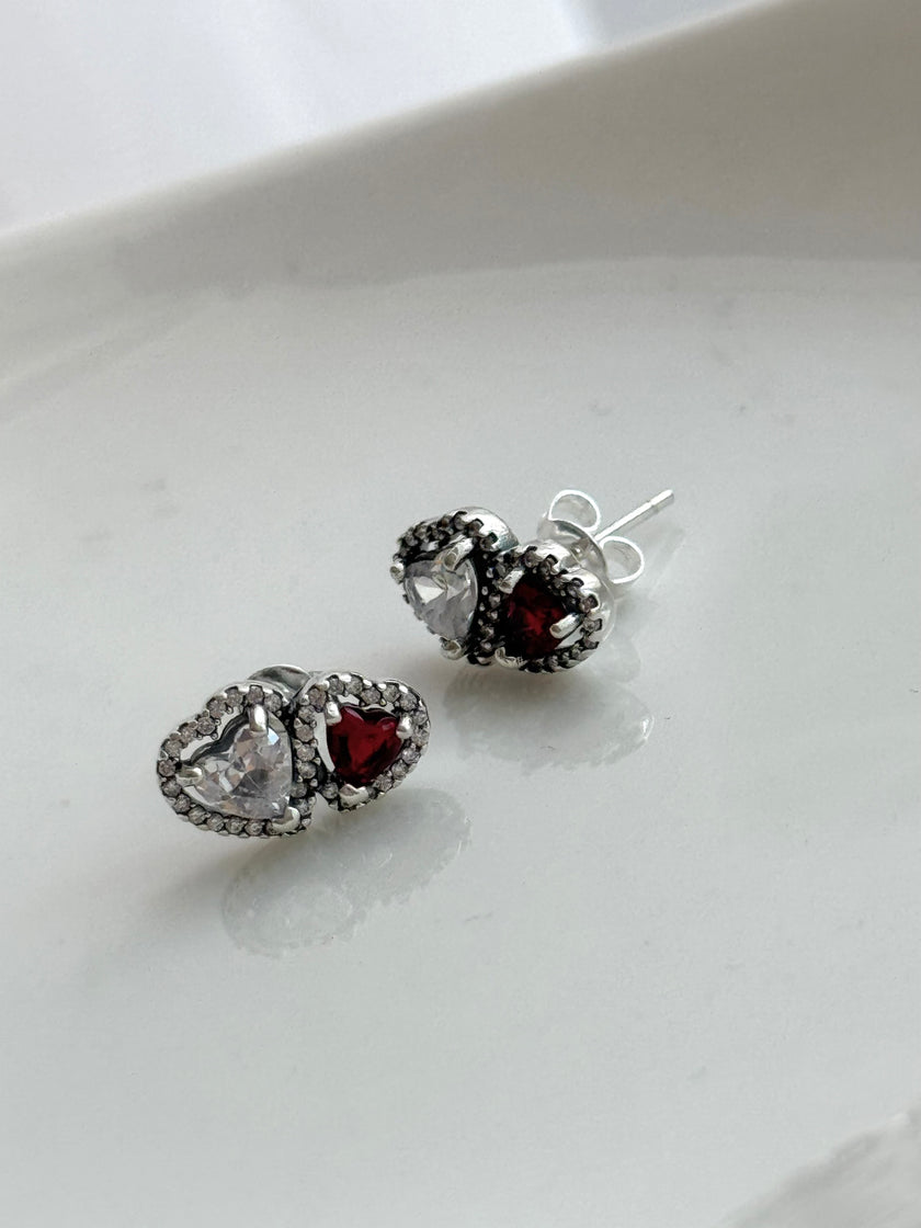 ARETE DOBLE CORAZON ROJO