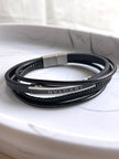 PULSERA CUATRO TIRAS CON PLACA PLATEADA