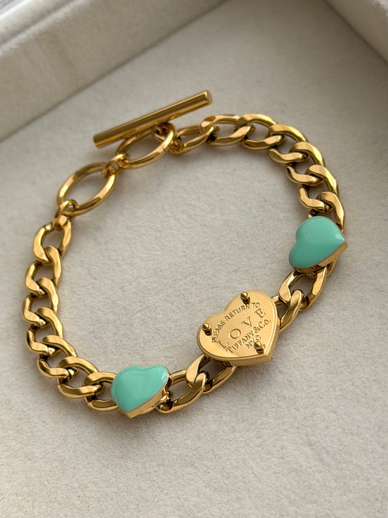 PULSERA CADENA CORAZONES