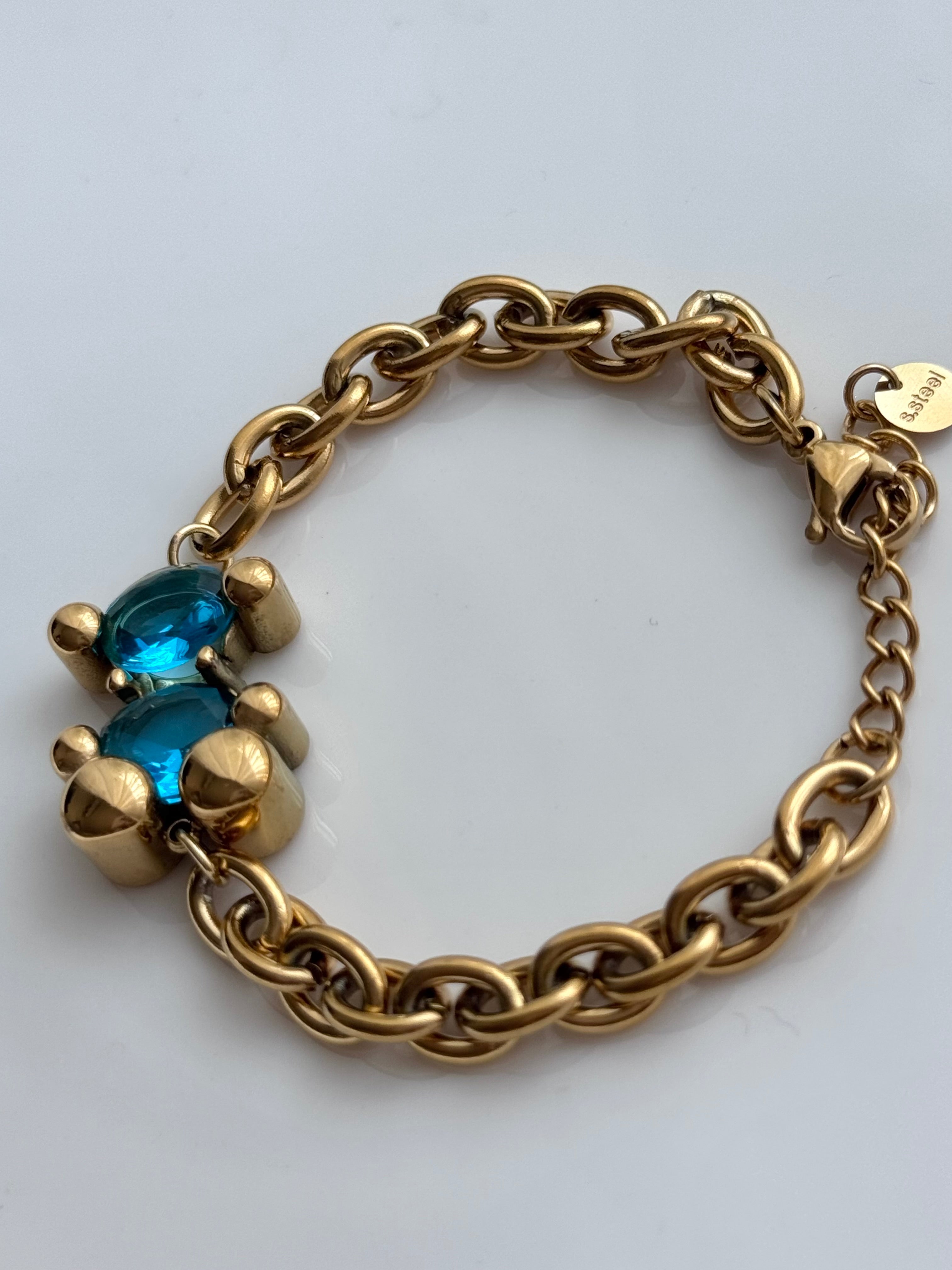 PULSERA OSO CRISTAL AZUL