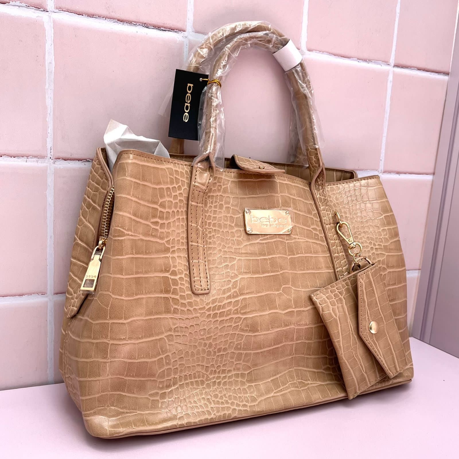 BOLSA BEBE AUBREY CROCO NUDE