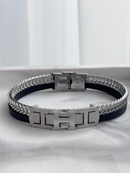 PULSERA PLACA H PLATEADA