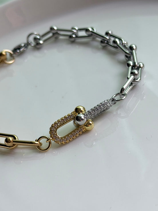 PULSERA ESLABÓN BICOLOR
