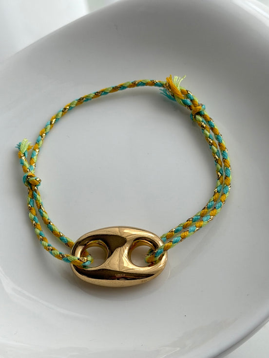 PULSERA ESLABÓN HILO VERDE