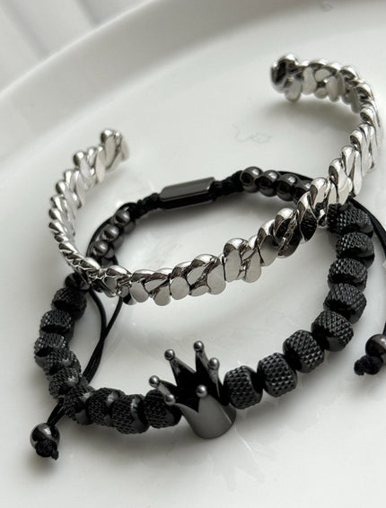 PAR PULSERA CORONA NEGRA