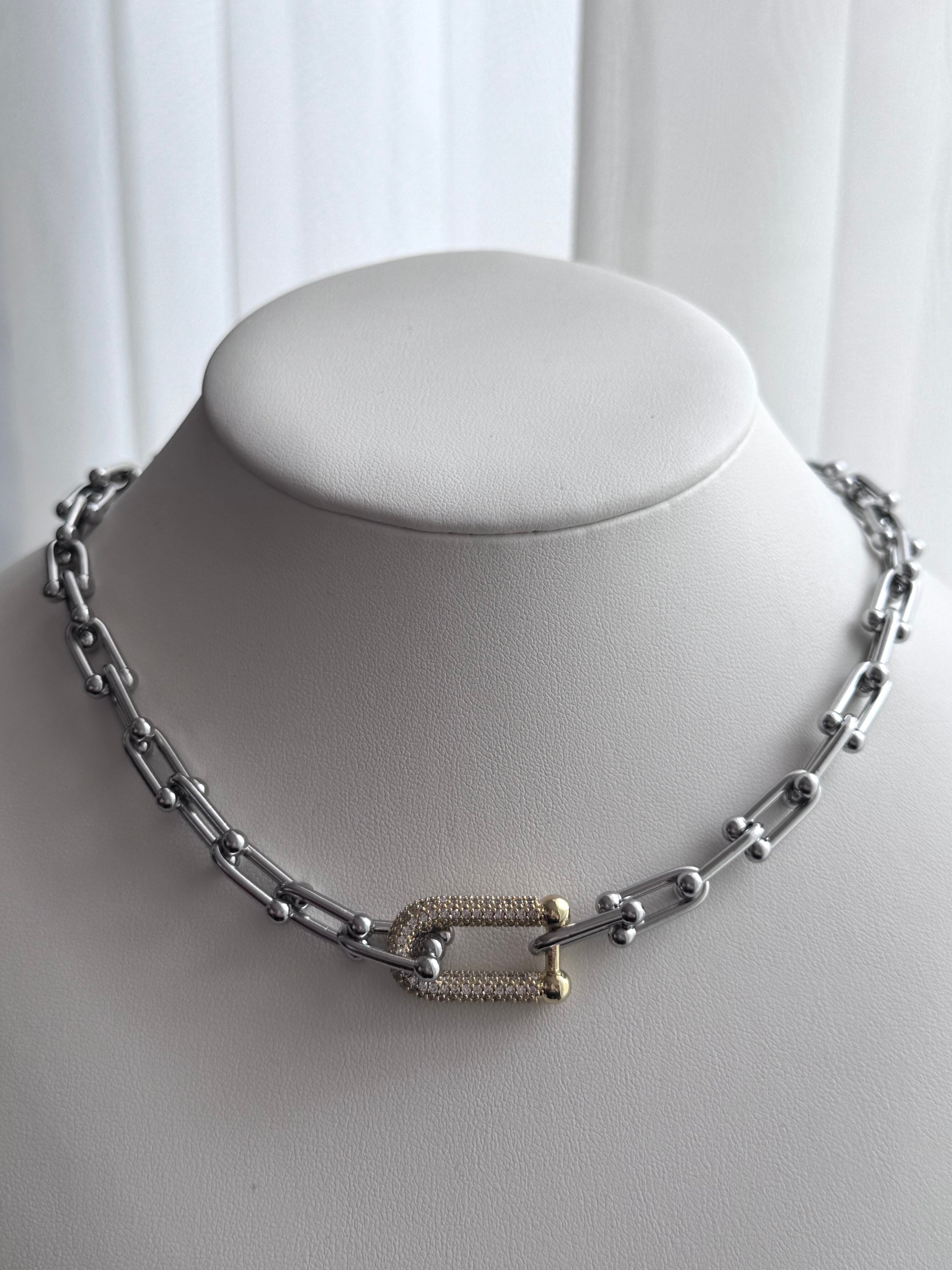 COLLAR ESLABON DORADO CON CRISTALES