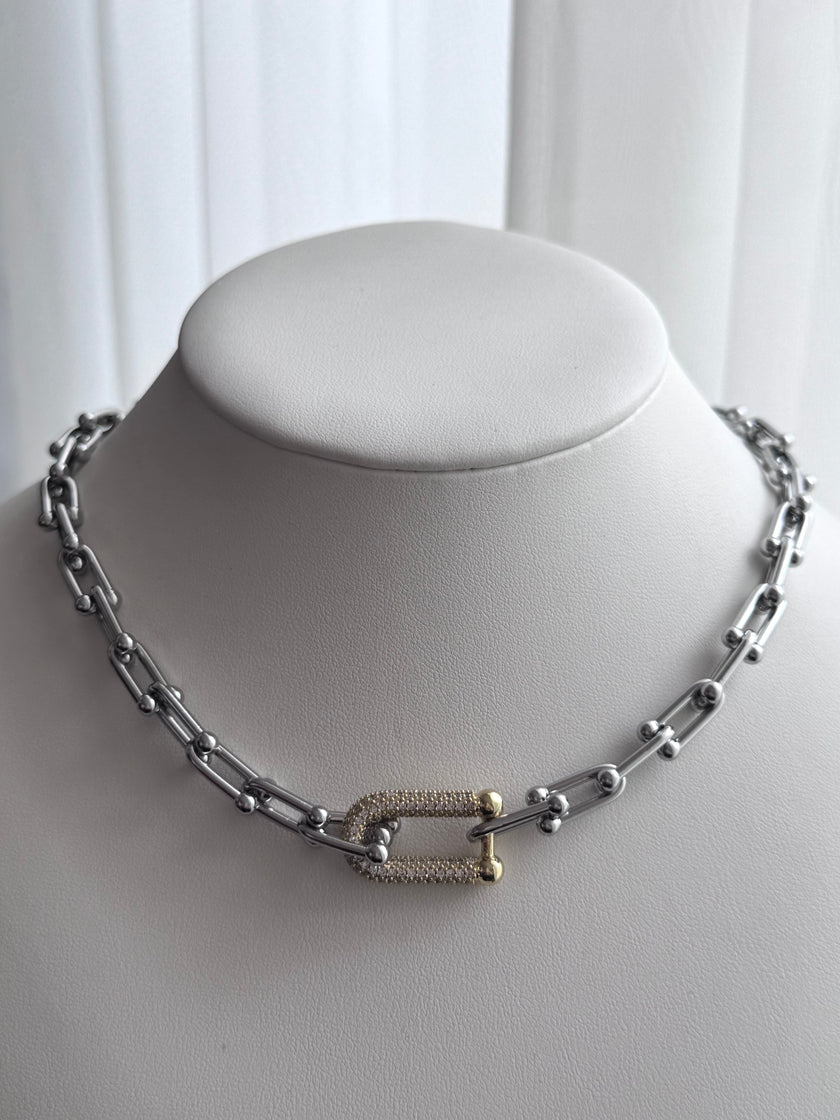 COLLAR ESLABON DORADO CON CRISTALES