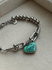 PULSERA ESLABONES CORAZON AZUL