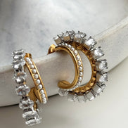 ARETE DOBLE CON CRISTAL Y PERLA