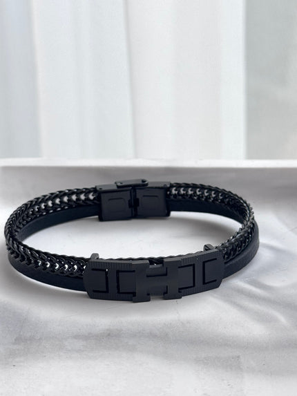 PULSERA PLACA H NEGRA